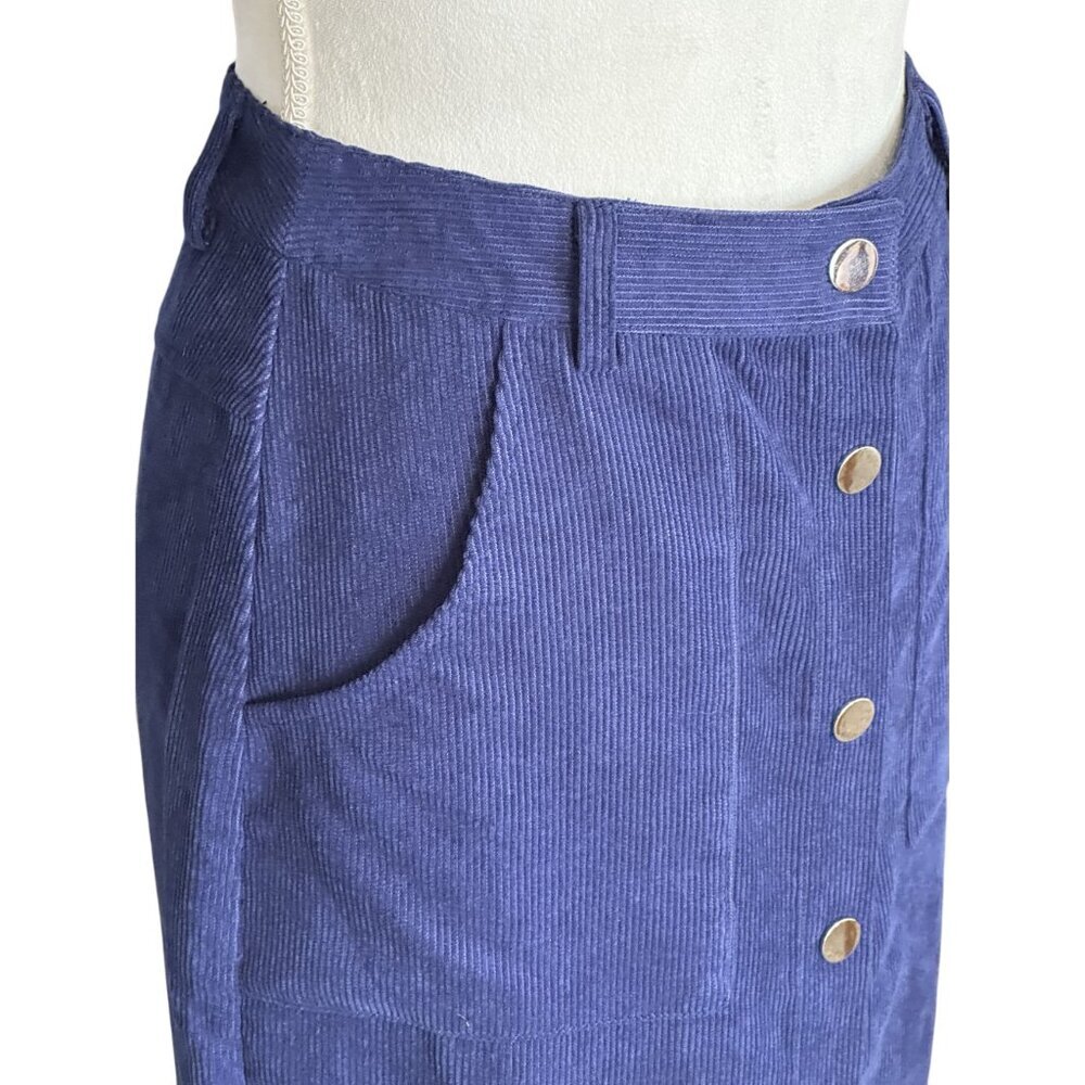 English Factory Corduroy Skirt Pencil Button Up Waist26 Vintage Inspired Classy - Picture 2 of 11
